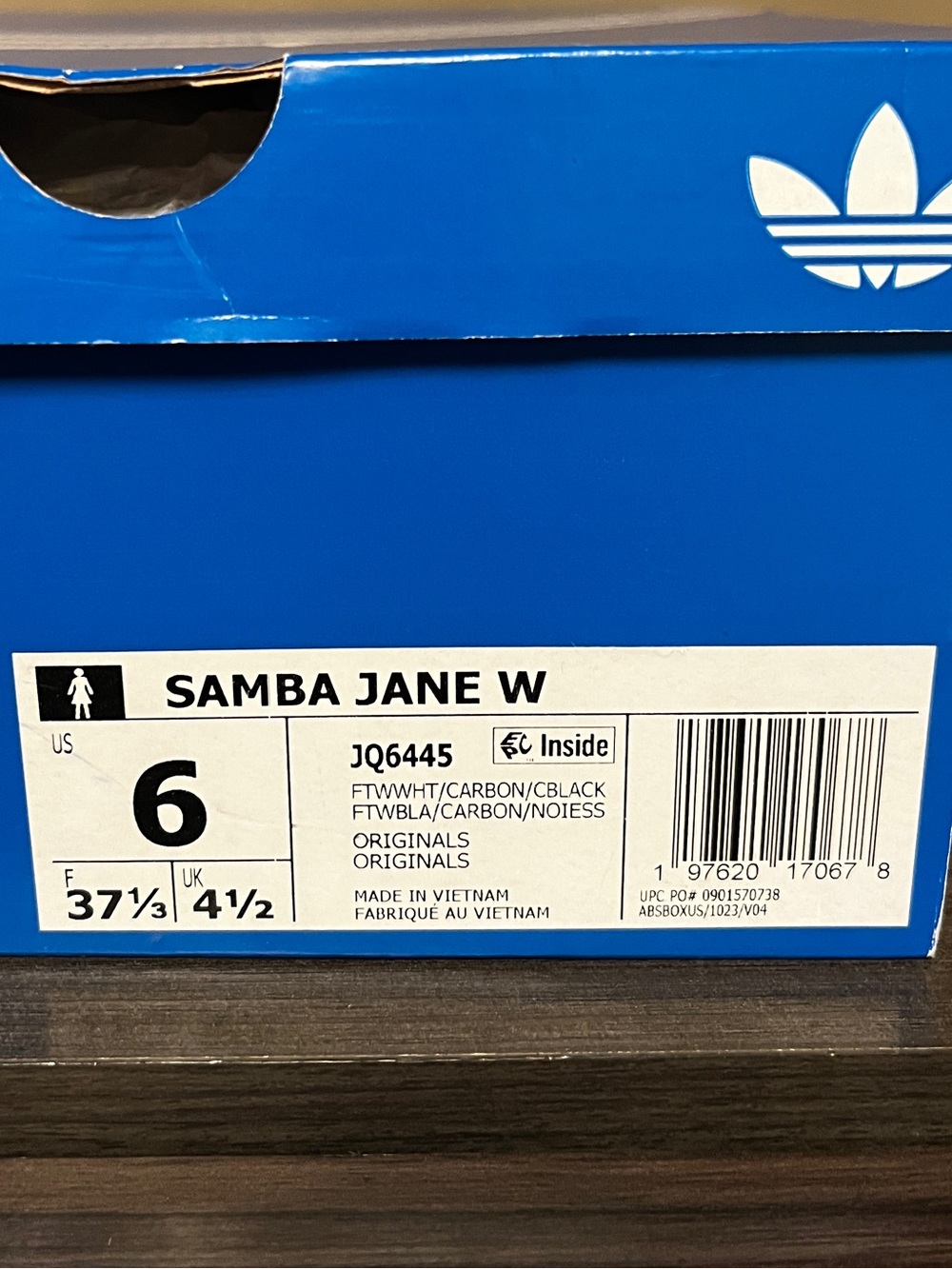 Adidas Women’s Samba Jane Velcro Shoes in Black/White/Gum - Picture 3 of 3